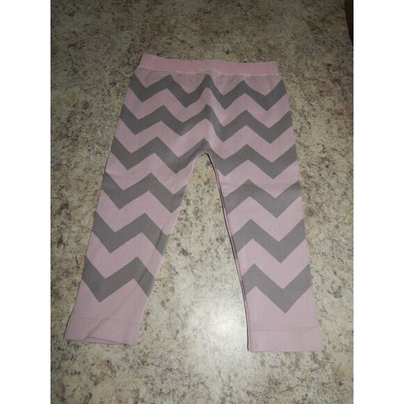 2pc toddler girls 3T leggings bundle pink & gray chevron and blue with side lace - Picture 5 of 11
